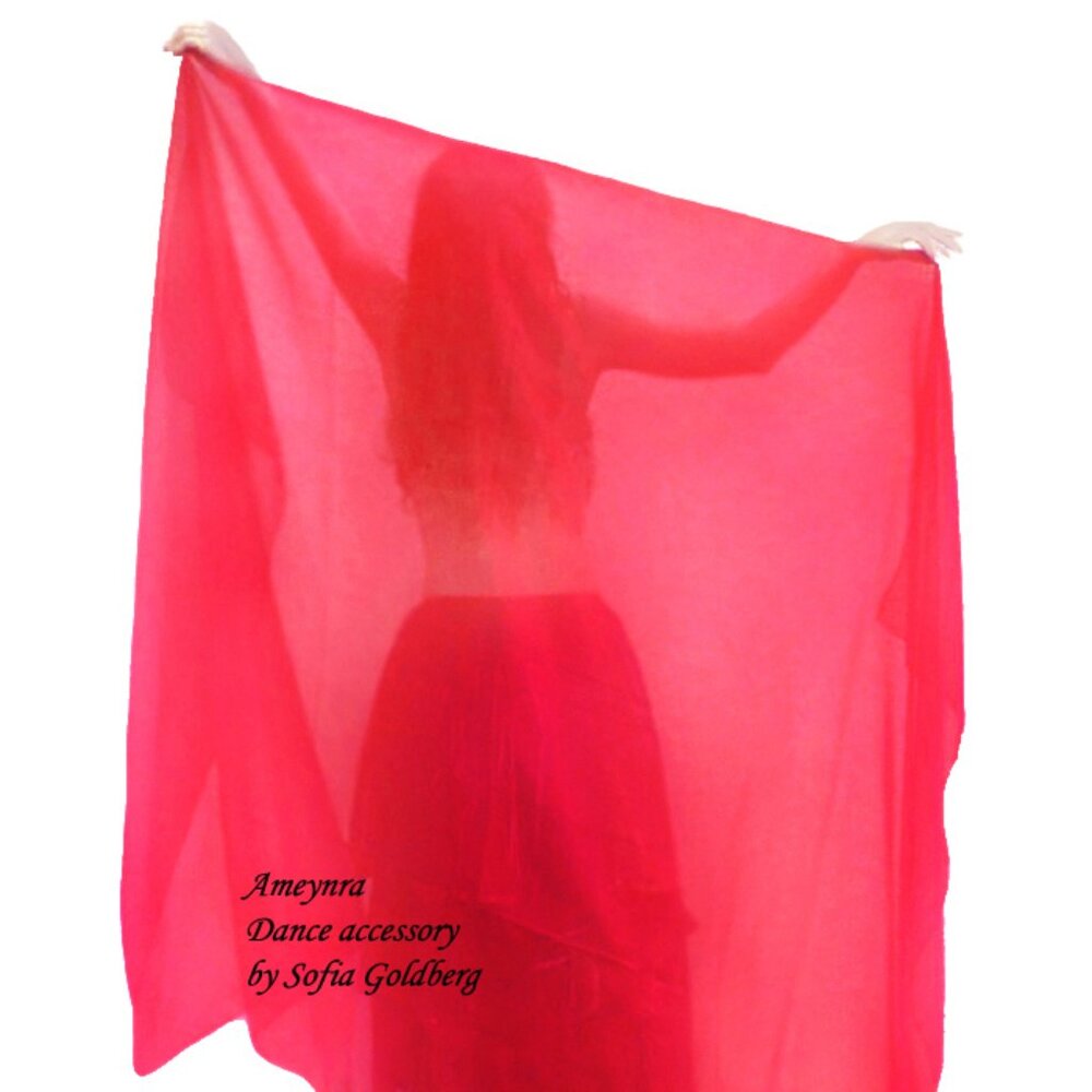 Belly dance veil 2.5 yards x 54 inches. Red chiffon, New